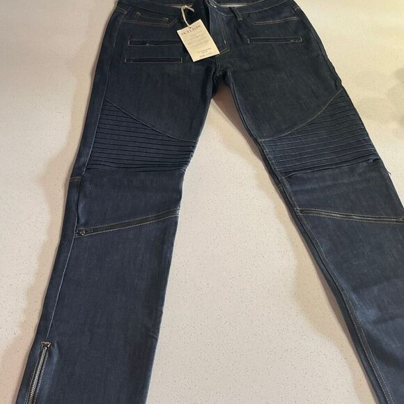 Skylton Other - NWT Skylton Blue Moto Denim Jeans Size 34x33 RETAIL $199.99
